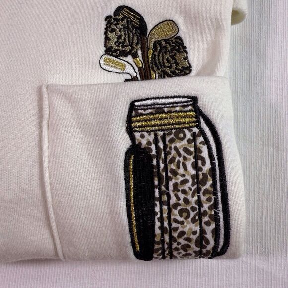 KT Golf Women’s ANIMAL‎ PRINT White GOLF POLO 1/4 Zip Golf Bag Appliqué Sz 1X - Picture 3 of 13